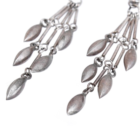 Sterling Silver Fringe Dangle Earrings Long Waterfall Chandelier Bohemian - Picture 2 of 3